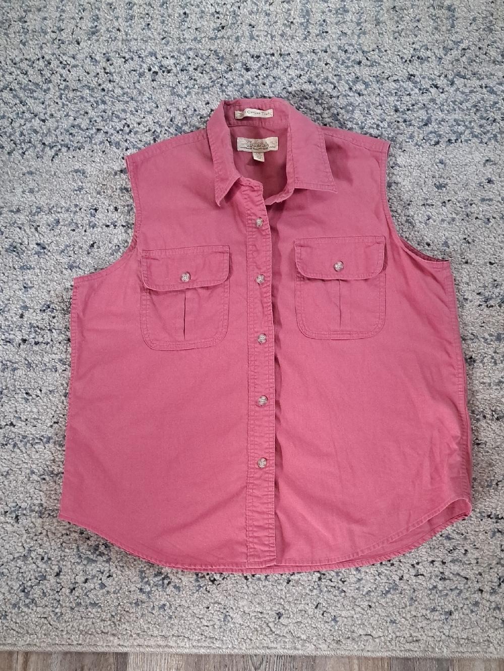Cabela's Pink Sleeveless Button-Down Shirt